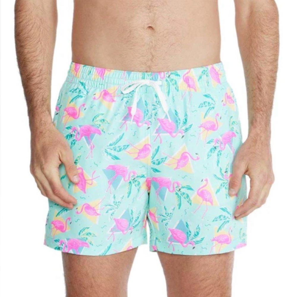 Chubbies Men’s Multicolor Swimming Trunks Flamingo Size Medium